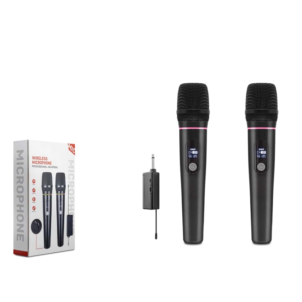 HADRON HDX2791 Profesyonel Kablosuz UHF 2 Mikrofonlu Set 6.35 mm - Siyah