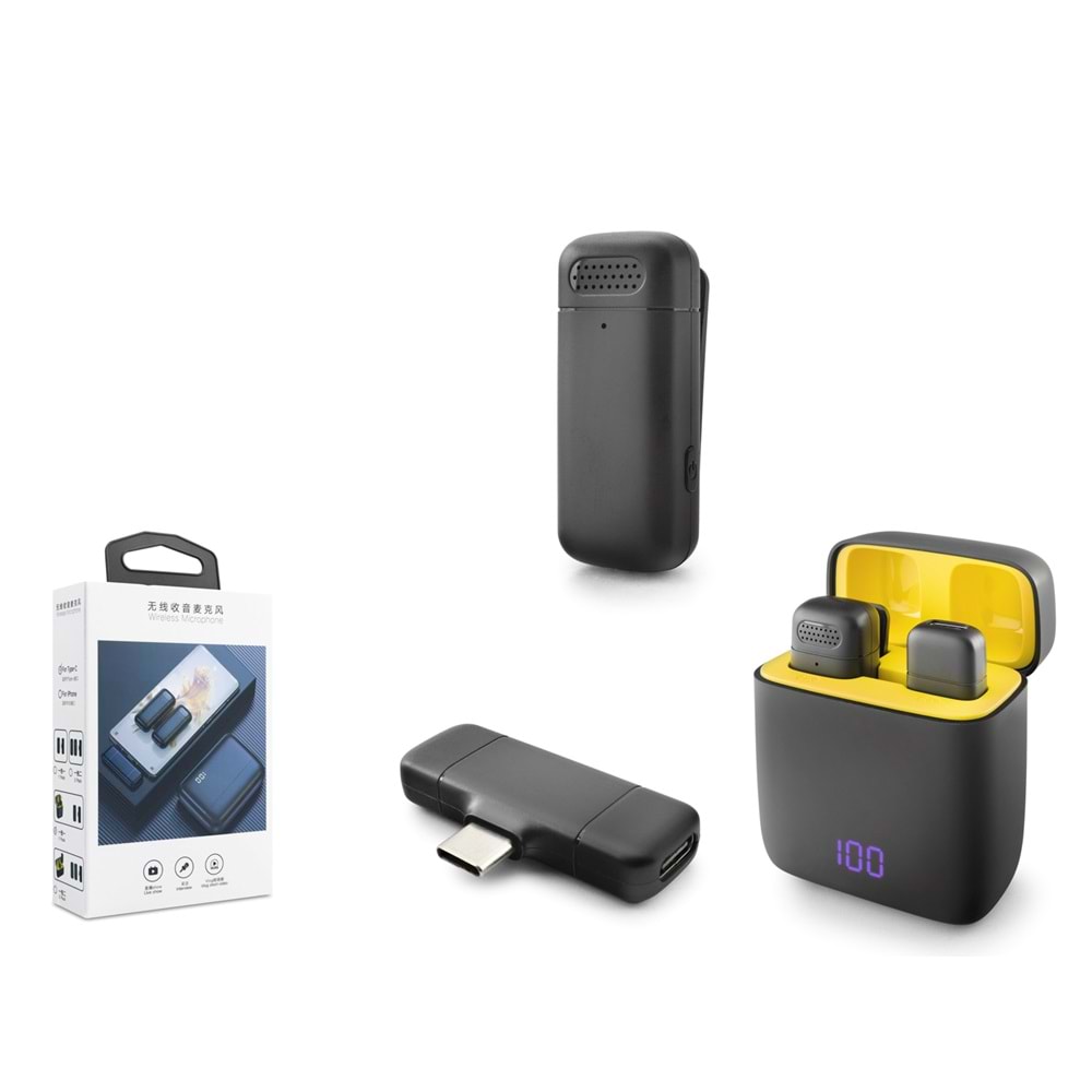 HADRON HDX2798 Type-C Kablosuz Yaka Mikrofonu - Siyah