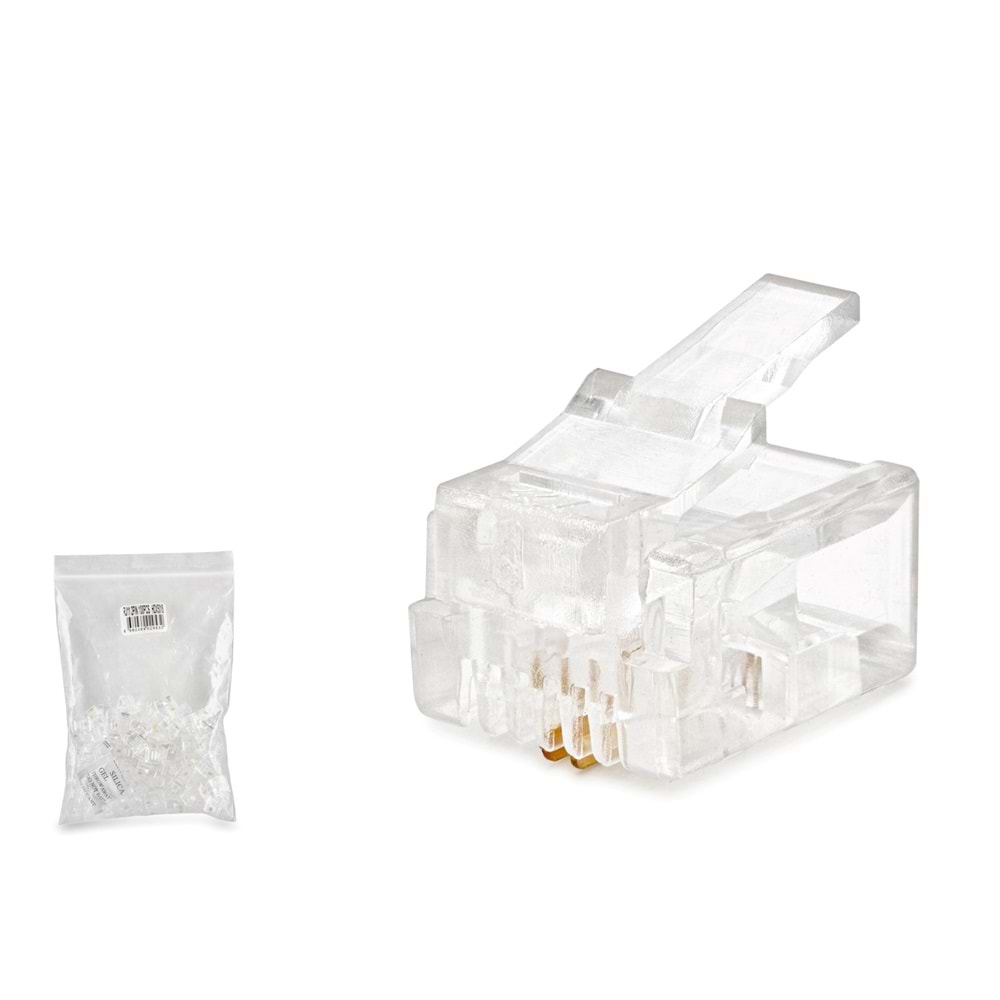 HADRON HDX5018 RJ11 2 Pin Telefon Konnektör 100 Adet Paket - Şeffaf