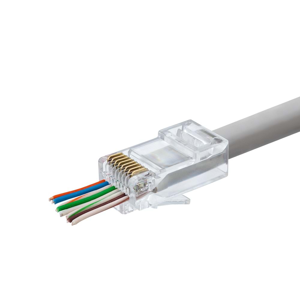 HADRON HDX5030 CAT6 EZ RJ45 Konnektör 100 Adet Paket - Şeffaf