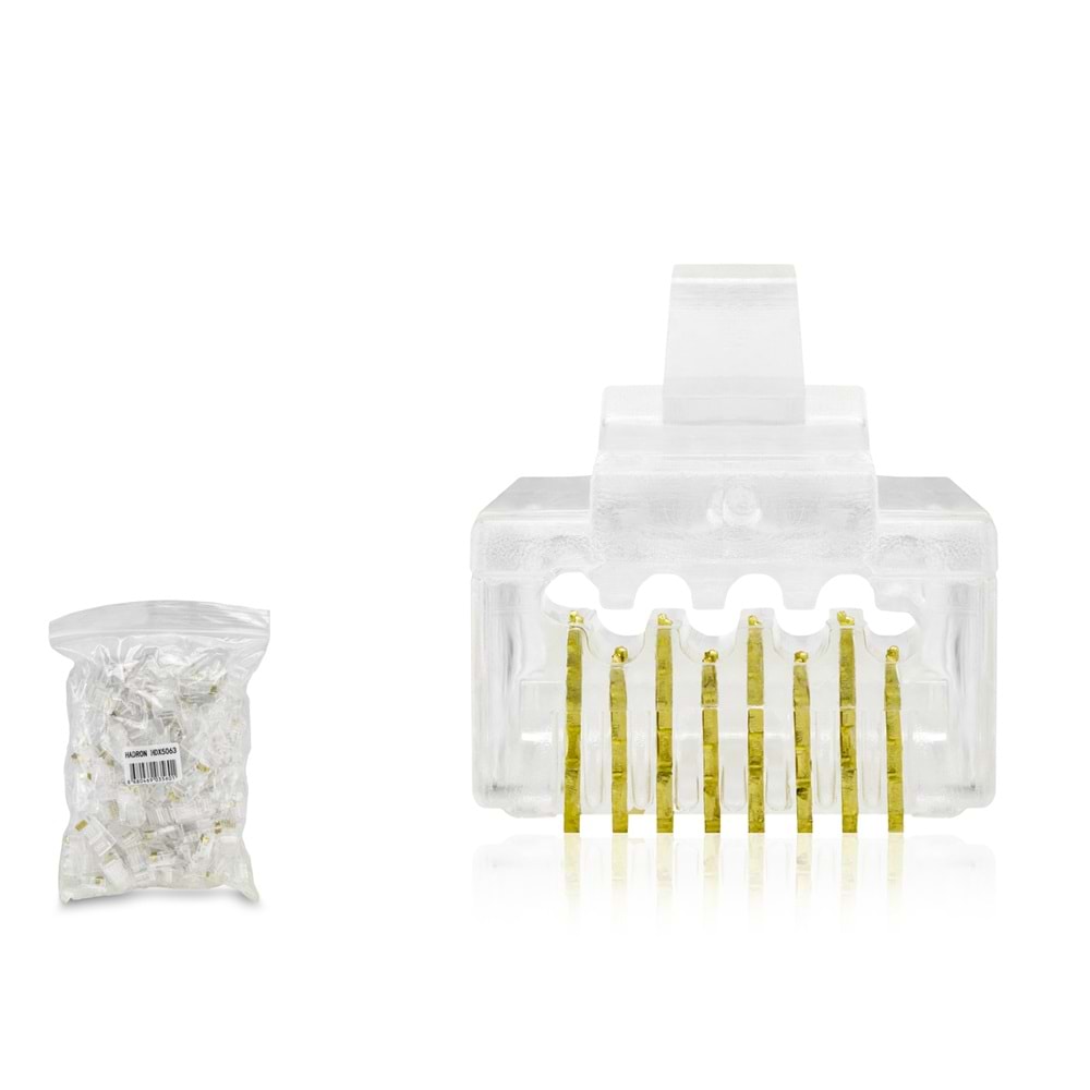 HADRON HDX5063 CAT6 EZ RJ45 Delikli Konnektör 100 Adet Paket - Şeffaf