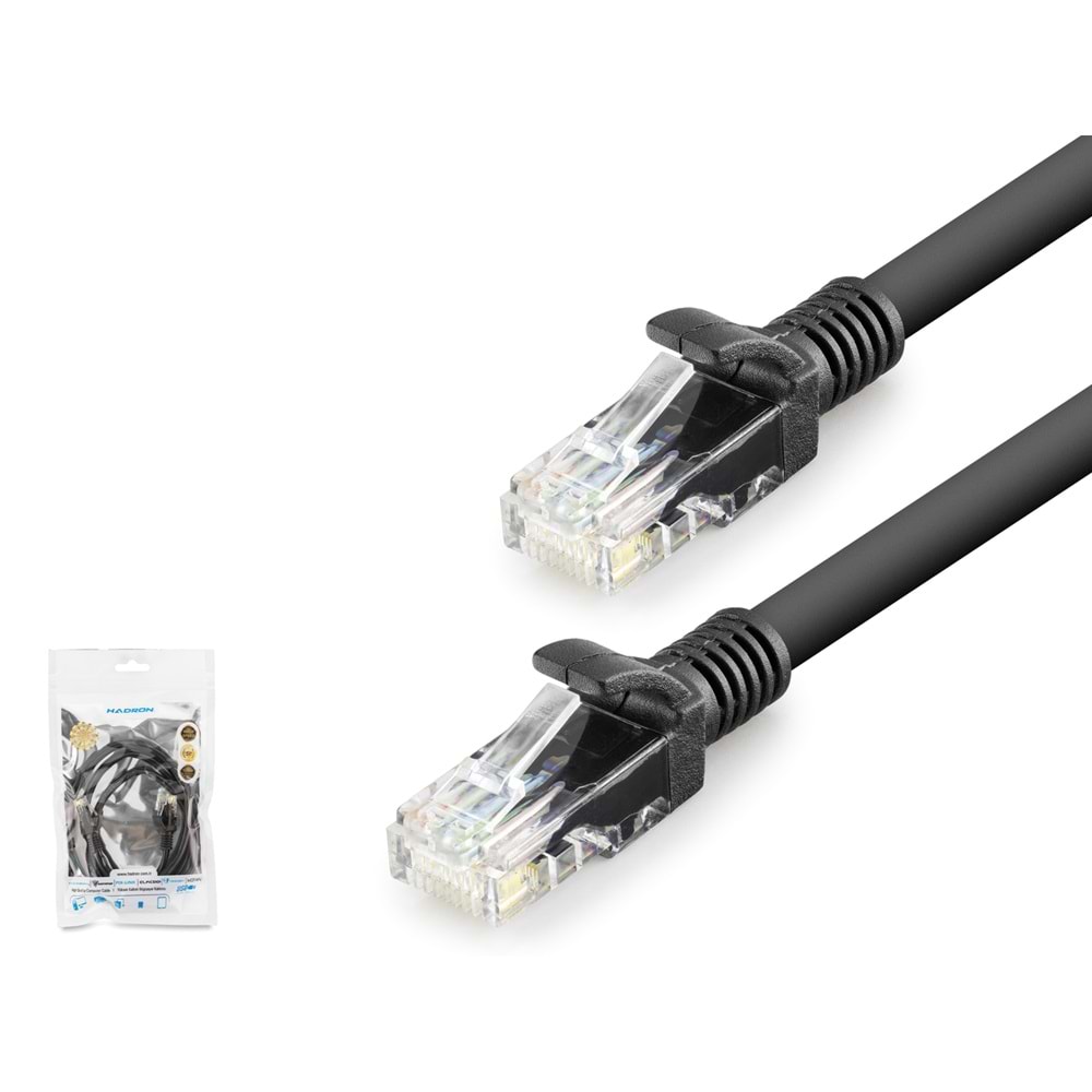 HADRON HDX5069 Cat6 Ethernet Patch Kablosu 1 Gbps 250 MHz 1 m - Siyah
