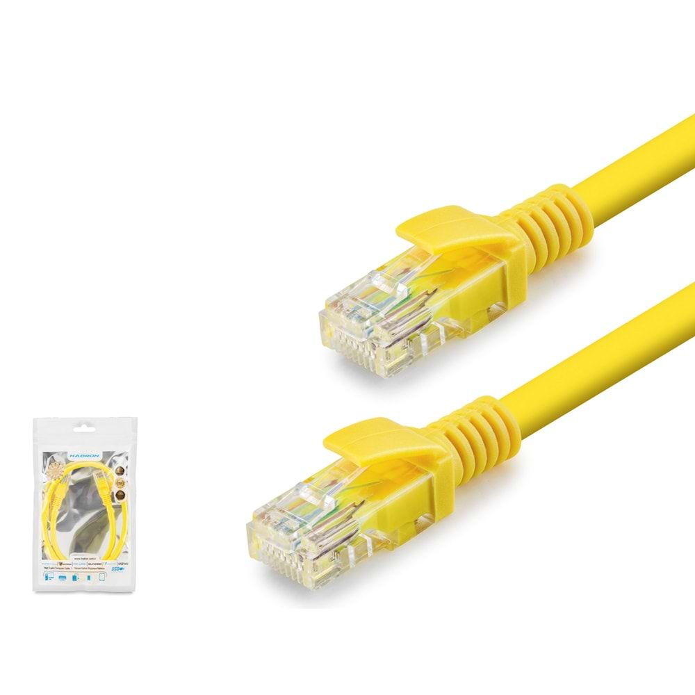 HADRON HDX5081 Cat6 Ethernet Patch Kablosu 1 Gbps 250 MHz 60 cm - Sarı