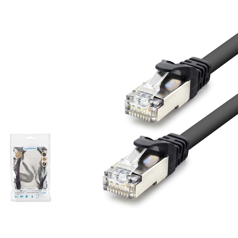 HADRON HDX5088 Cat7 Ethernet Patch Kablosu 10 Gbps 600 MHz 30 cm - Siyah