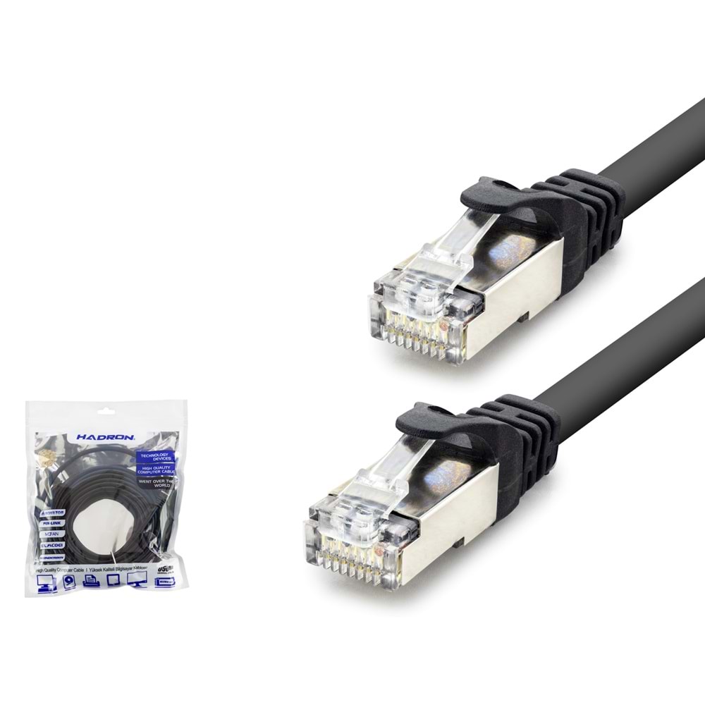 HADRON HDX5094 Cat7 Ethernet Patch Kablosu 10 Gbps 600 MHz 10 m - Siyah