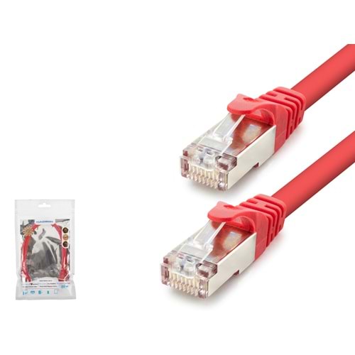 HADRON HDX5105 Cat7 Ethernet Patch Kablosu 10 Gbps 600 MHz 30 cm - Kırmızı