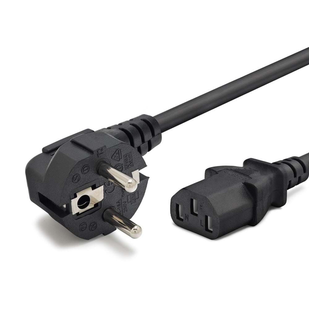 HADRON HDX5523 Kasa Güç Kablosu 2.8 Pin 0.75 mm 500W 1.5 m - Siyah