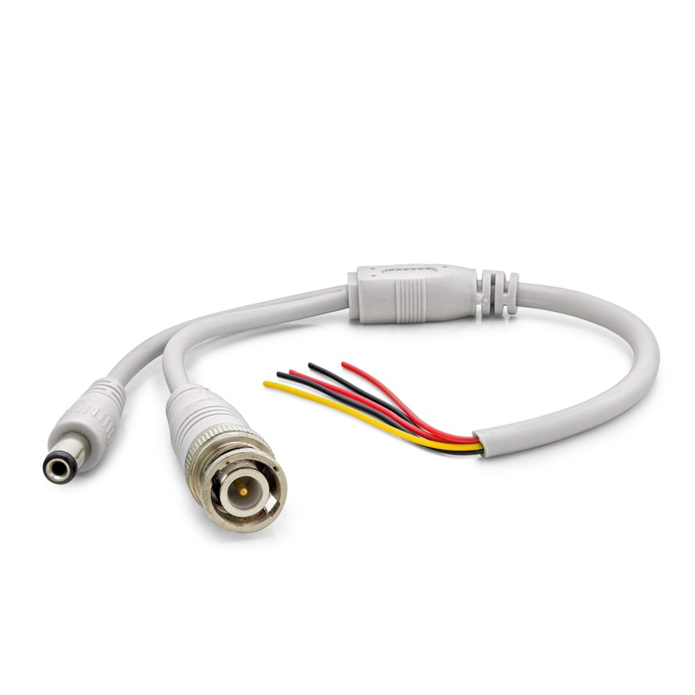 HADRON HDX5531 DC Power Jack Kablo 5.5 x 2.5 mm ve BNC 30 cm - Beyaz