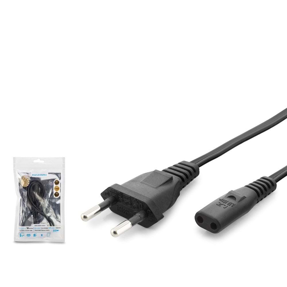 HADRON HDX5552 Teyp Traş Makinesi Güç Kablosu 2.8 Pin 0.75 mm 500W 1.2 m - Siyah