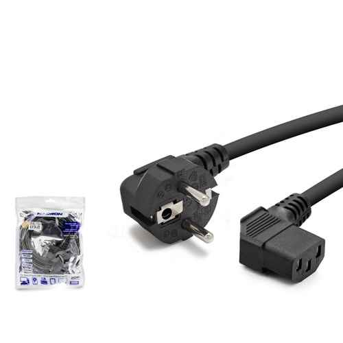 HADRON HDX5555 Kasa Güç Kablosu 4.2 Pin 1 mm 500W L Tip 1.8 m - Siyah