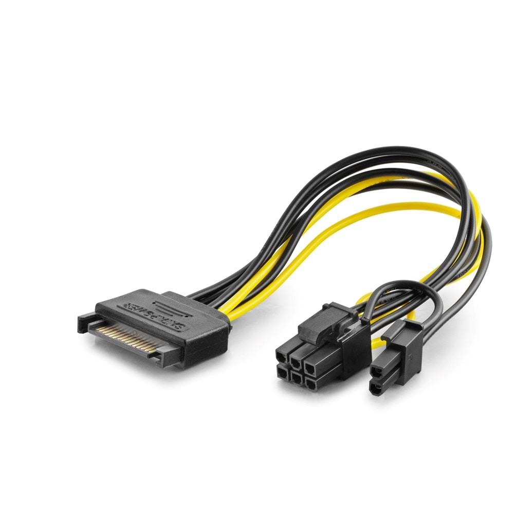 HADRON HDX5570 SATA to 6+2 Pin Ekran Kartı Power Kablosu 26 cm - Siyah