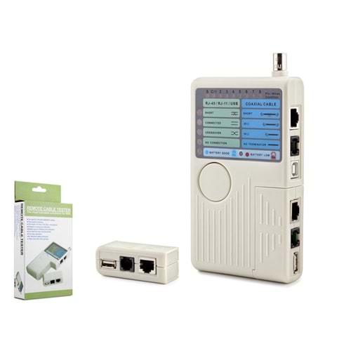HADRON HDX6505 Kablo Test Cihazı RJ11 + RJ45 + BNC + USB - Beyaz