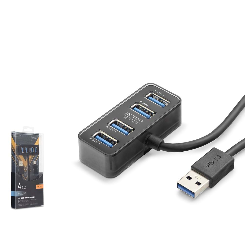 iETOP HDX7055 USB 3.1 Hub 4 Port 5 Gbps - Siyah