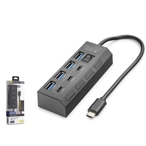 HADRON HDX7057 iETOP USB 3.2 Gen1 & Type-C Hub Anahtarlı 7 Port 5 Gbps - Siyah