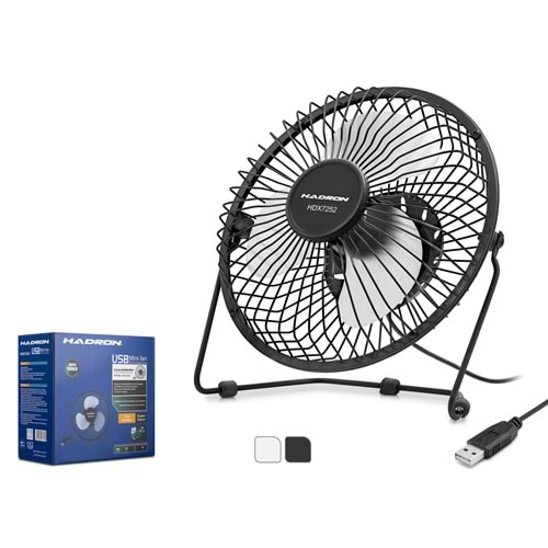 HADRON HDX7252 USB Metal Vantilatör 18 cm - Siyah + Beyaz