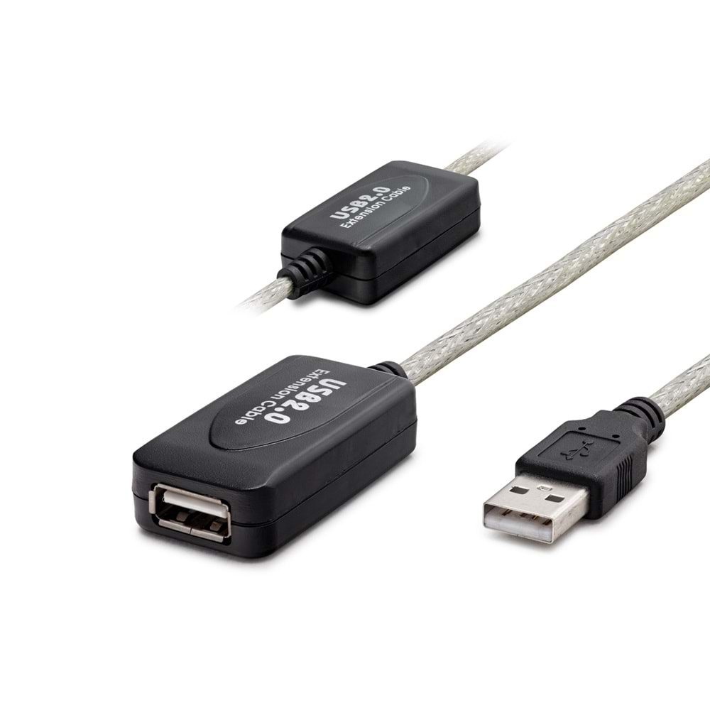 HADRON HDX7515 USB Uzatma Kablosu 20 m - Silver Siyah