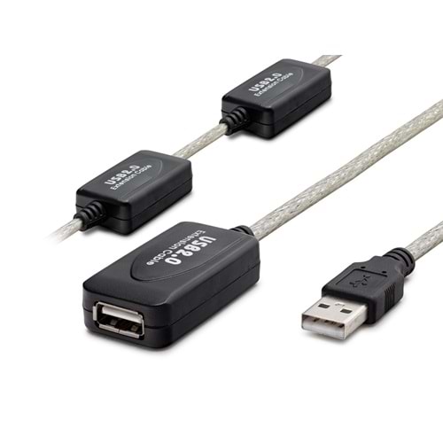HADRON HDX7537 USB Uzatma Kablosu 15 m - Silver Siyah