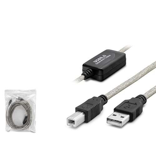 HADRON HDX7559 USB Printer Kablosu 10 m - Silver Siyah