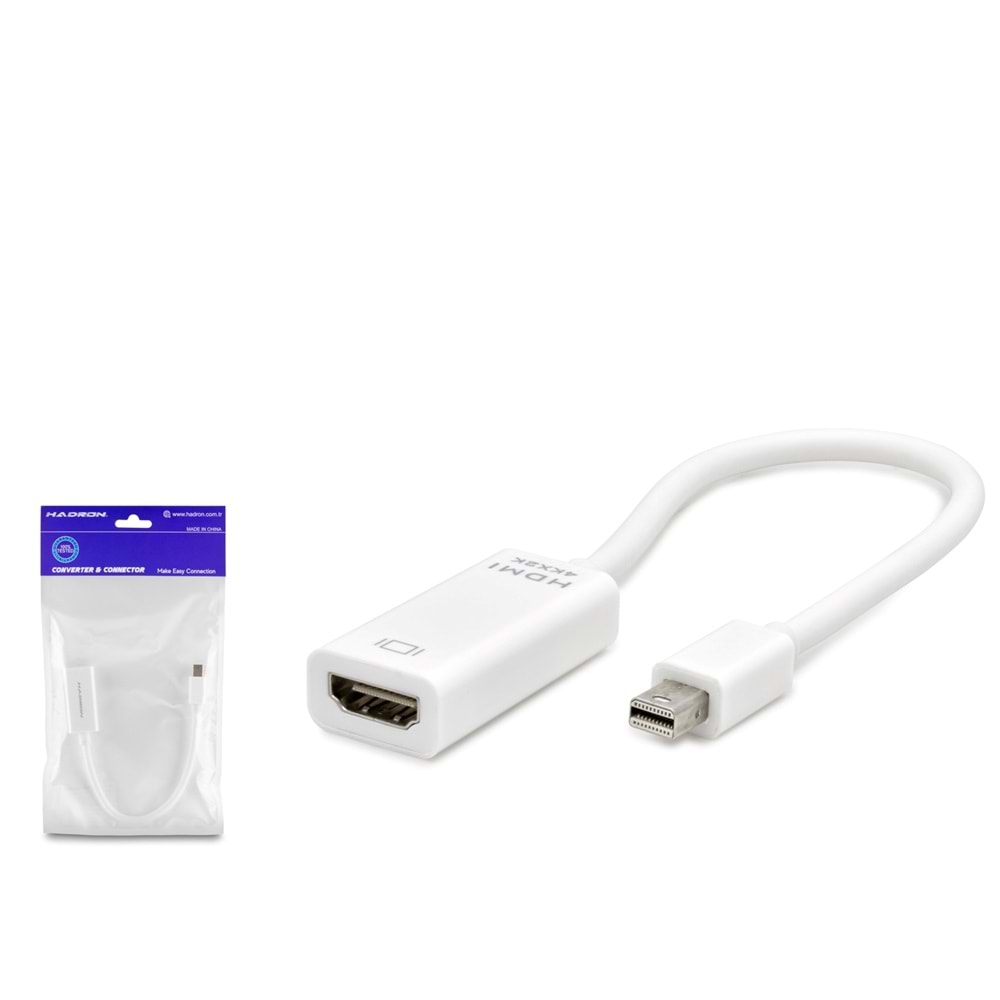 HADRON HDX7768 Mini DisplayPort to HDMI Dişi Görüntü Dönüştürücü 4K 30 Hz Thunderbolt 2 Uyumlu - Beyaz