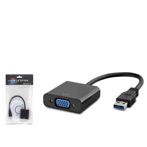 HADRON HDX7779 USB 3.0 to VGA Dişi Görüntü Dönüştürücü 1080p - Siyah