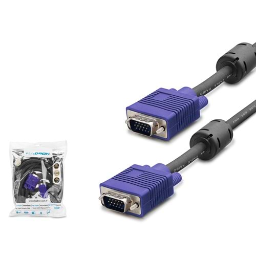 HADRON HDX7783 VGA Kablo OD 7.3 mm A Kalite 3 m - Siyah Mavi