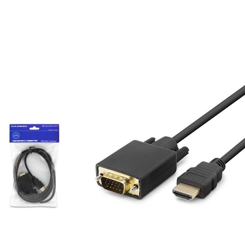 HADRON HDX7795 HDMI to VGA Görüntü Kablosu 1080p 1.8 m - Siyah