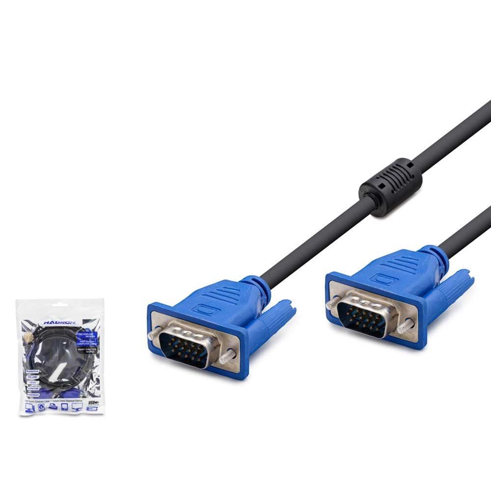 HADRON HDX7845 VGA Kablo OD 6.0 mm 3+4 1.5 m - Siyah Mavi