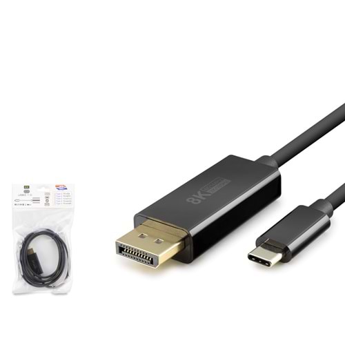 HADRON HDX7858 Type-C to DisplayPort Görüntü Kablosu 4K 144 Hz 1.8 m - Siyah