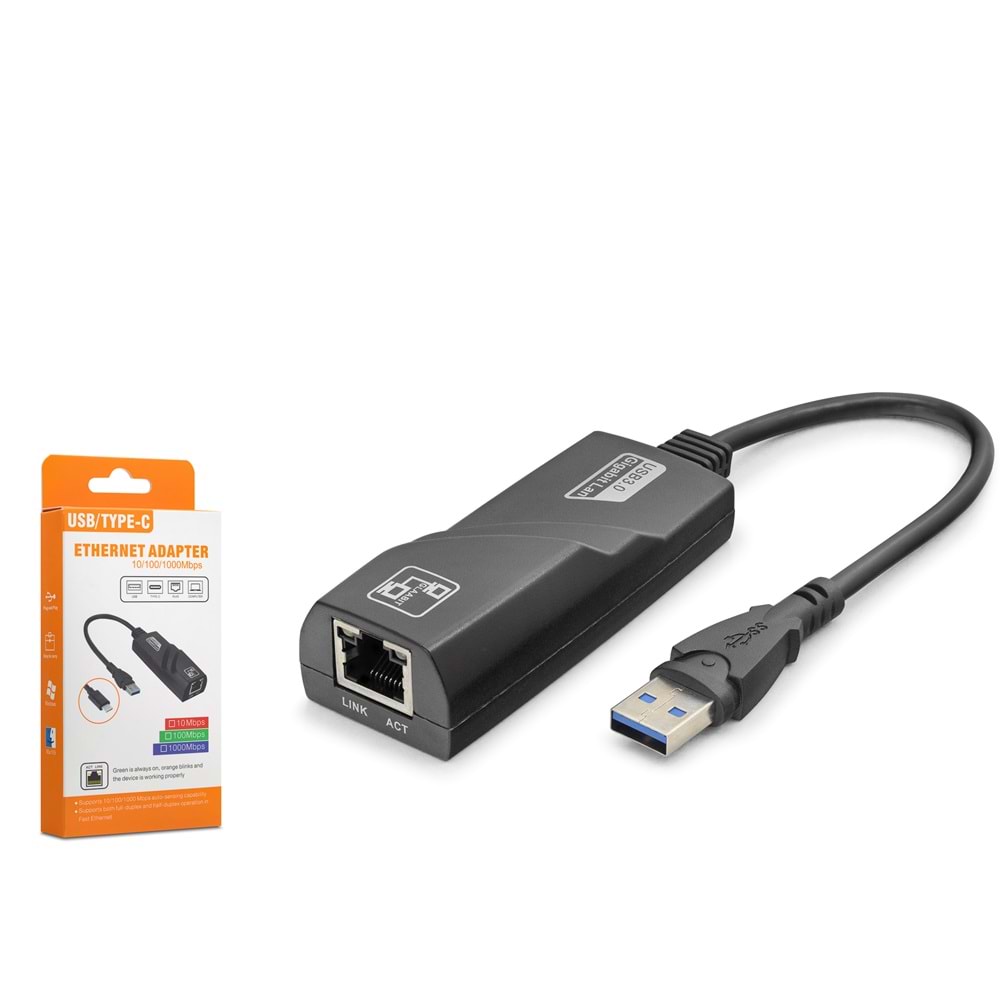 HADRON HDX7867 USB 3.0 Ethernet Adaptör Gigabit - Siyah