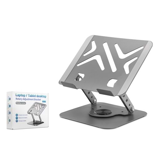 HADRON HDX8017 Laptop + Tablet Standı Karbon Çelik Silikon Kaymaz - Gri