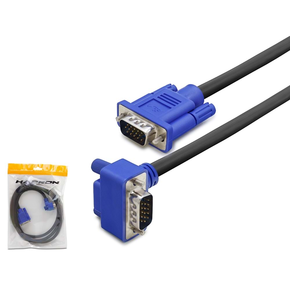 HADRON HN4485 VGA Kablo L Tip 1.5 m - Siyah Mavi