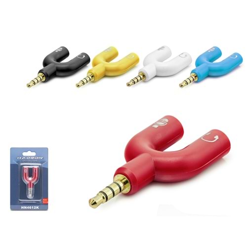 HADRON HN4612K 3.5 mm to 2 x 3.5 mm Dişi Kulaklık + Mikrofon Ayırıcı - Çok Renkli