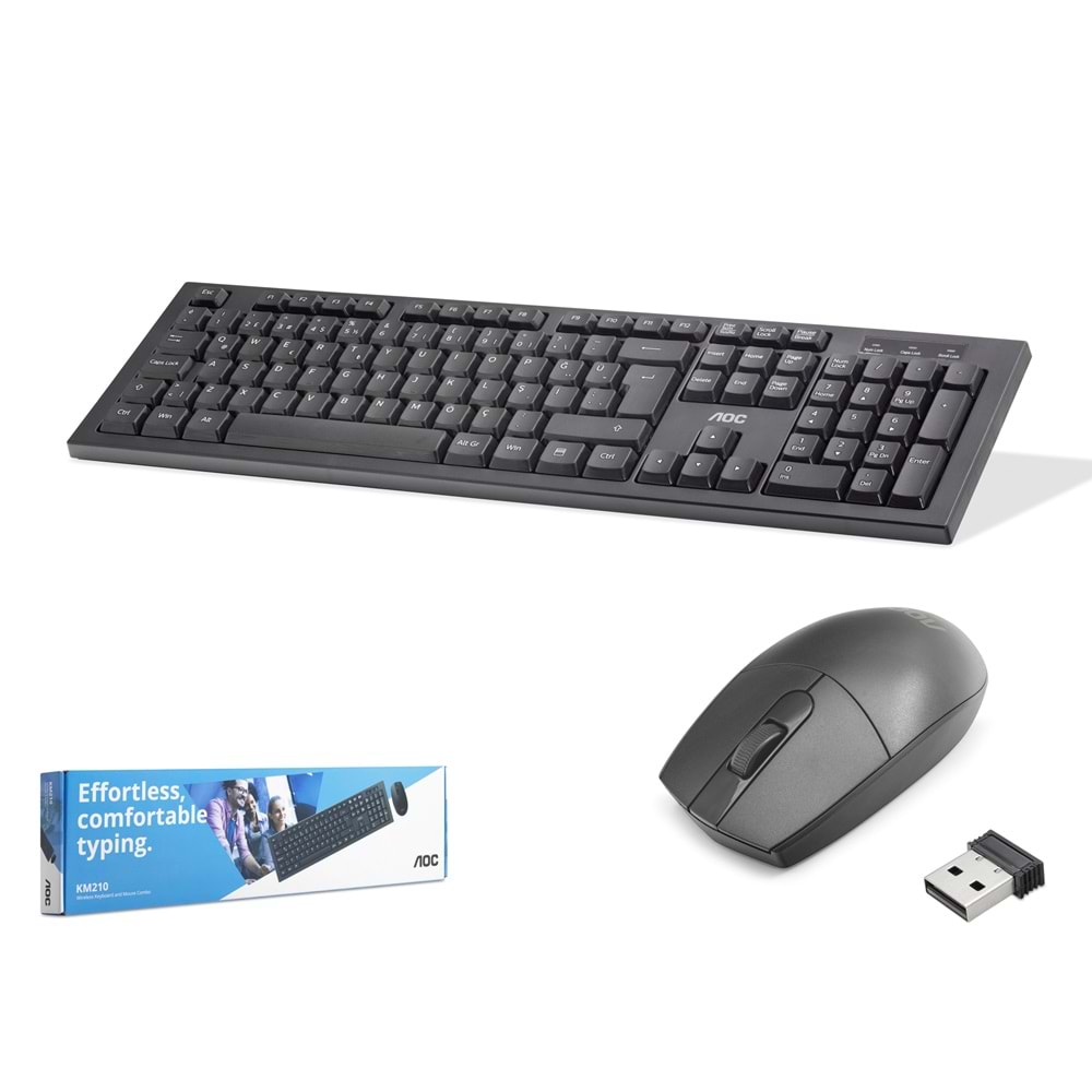 AOC KM210B/38 Kablosuz Klavye ve Mouse Seti USB - Siyah