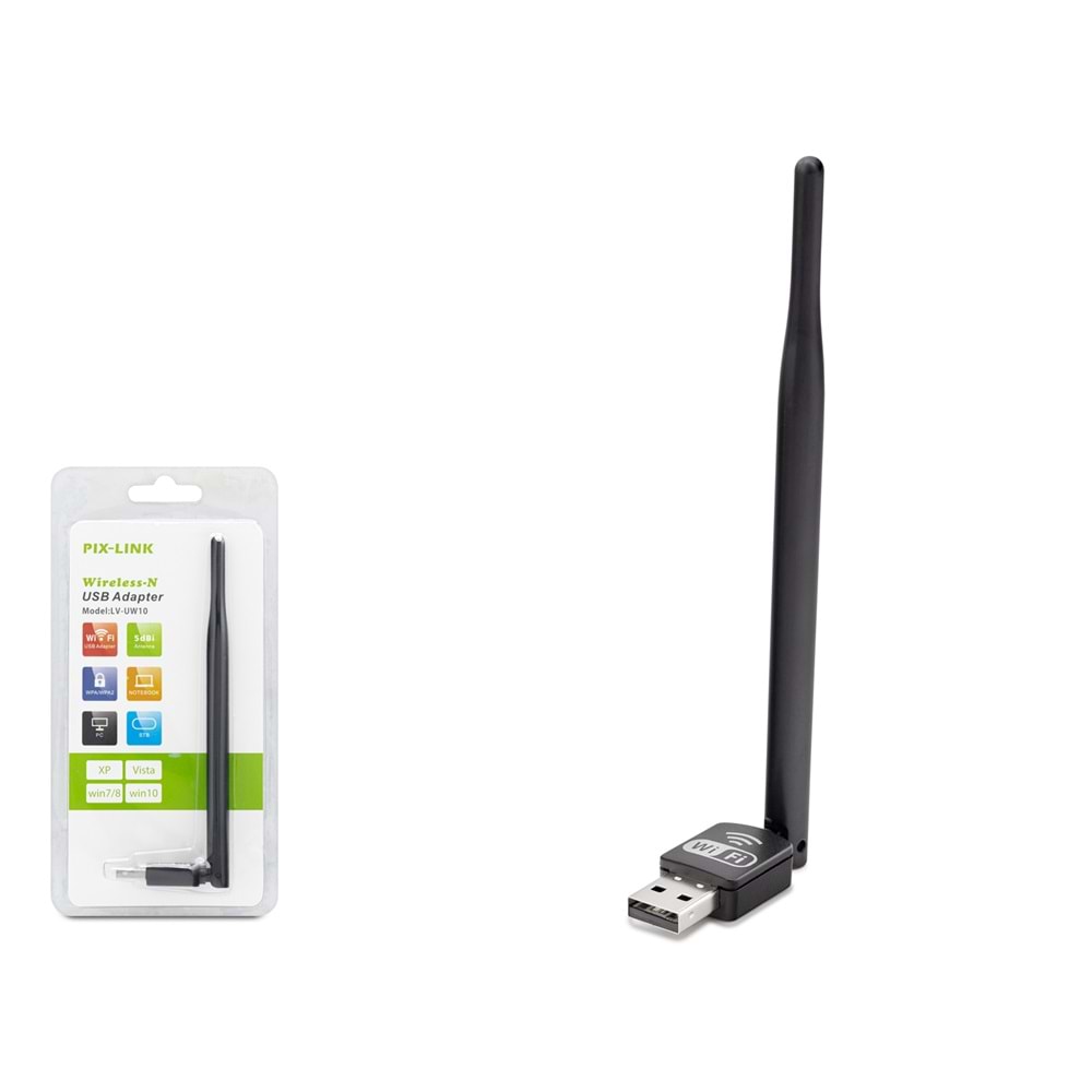 PIX-LINK LV-UW10T USB WiFi Adaptör 150 Mbps - Siyah