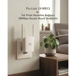 PIX-LINK LV-WR13 WiFi Repeater / Router / AP 300 Mbps - Beyaz