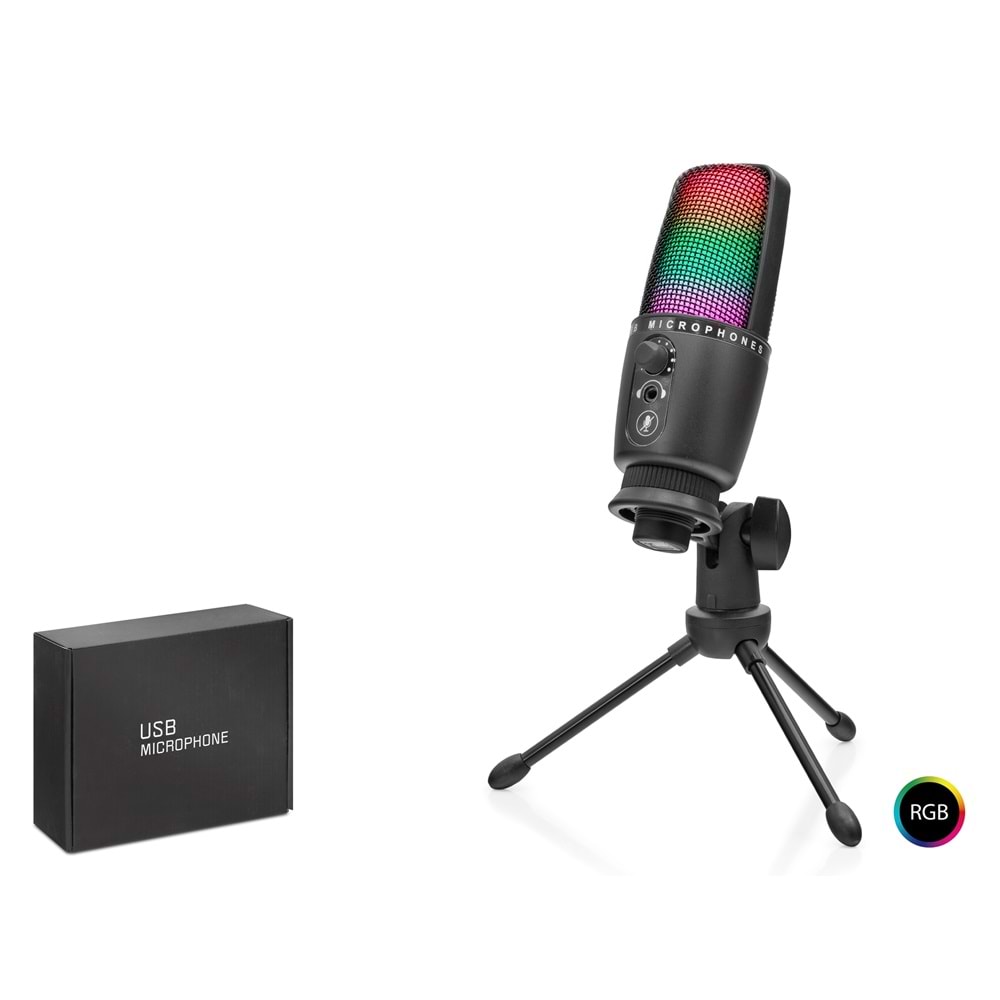 HADRON ME31 Profesyonel Gaming RGB Mikrofon Dokunmatik Mute ve Gain Kontrollü Type-C - Siyah