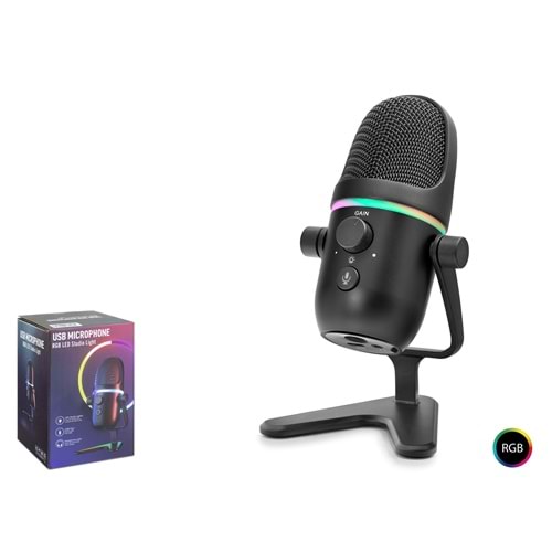 HADRON ME5 Profesyonel Çift Modlu Gaming RGB Mikrofon 192 kHz / 24 Bit Type-C - Siyah