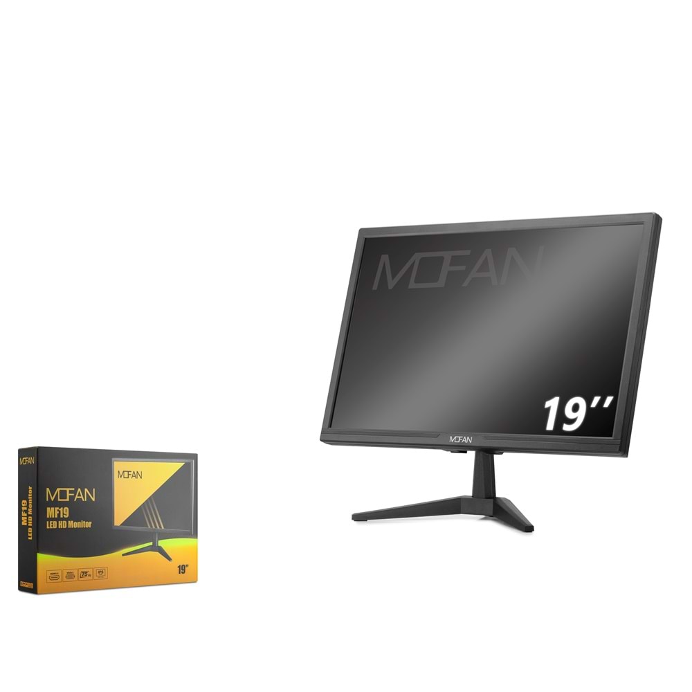 MOFAN MF19 19 LED HD Monitör Hoparlörlü HDMI + VGA 75Hz 1440x900 - Siyah