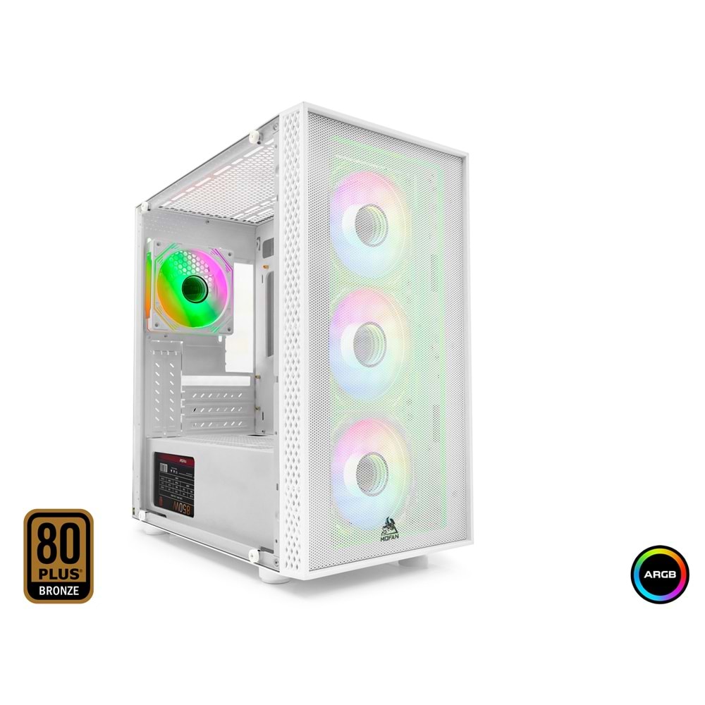 MOFAN MF2900W PC Gaming Kasa Beta 3 Seri 80+ 850W Power Supply 4xFan - Beyaz