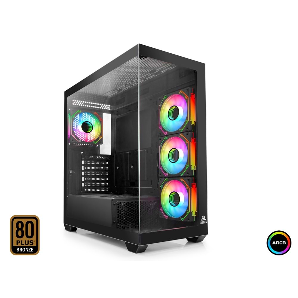 MOFAN MF2903B PC Gaming Kasa Polar Seri 80+ 850W Power Supply 4xFan - Siyah