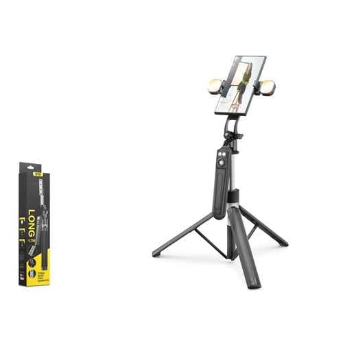NODAR ND1030 Telefon Tripodu ve Selfie Çubuğu Seti Bluetooth Kumandalı LED 170 cm - Siyah