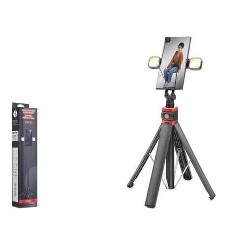 NODAR ND1036 Telefon Tripodu ve Selfie Çubuğu Seti Bluetooth 4.0 Kumandalı LED 180 cm - Siyah