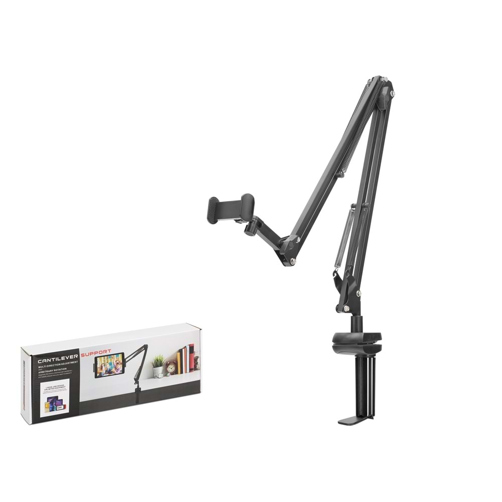 NODAR ND1051 Mafsallı Kollu Masa Kenarı Telefon ve Tablet Standı - Siyah