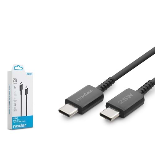 NODAR ND1101 Type-C Şarj ve Data Kablosu 25W 1 m - Siyah