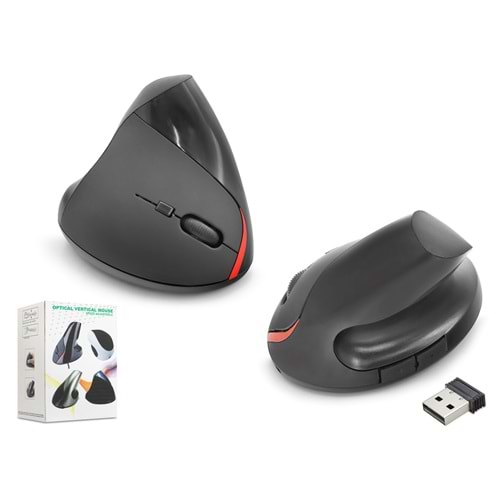 NODAR ND1212 Ergonomik Dikey Kablosuz Mouse - Siyah