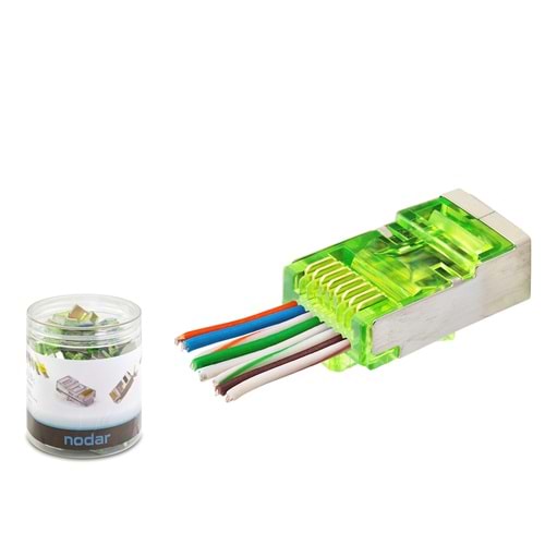 NODAR ND2417 CAT6E EZ RJ45 Metal Konnektör 100 Adet Plastik Kutu - Yeşil