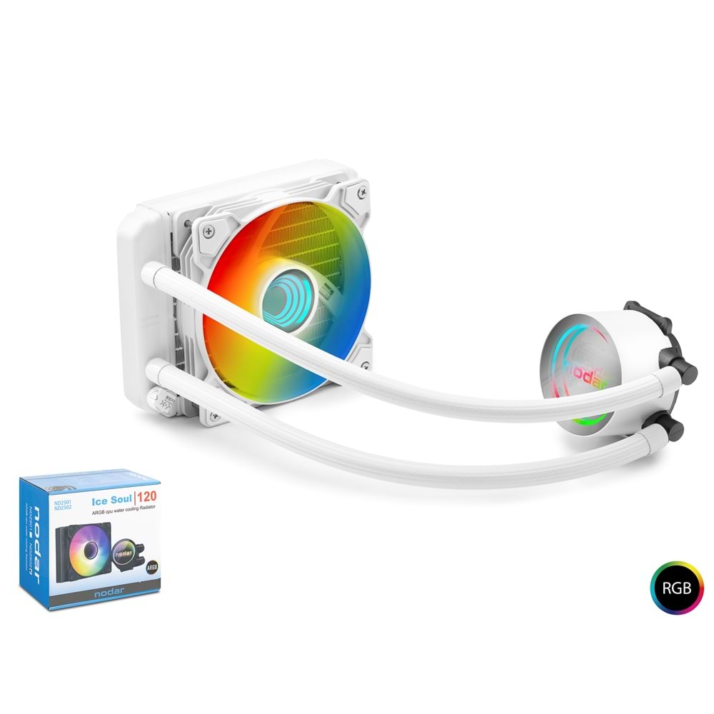 NODAR ND2501 ARGB Sıvı Soğutmalı İşlemci Fanı 120 mm - Beyaz