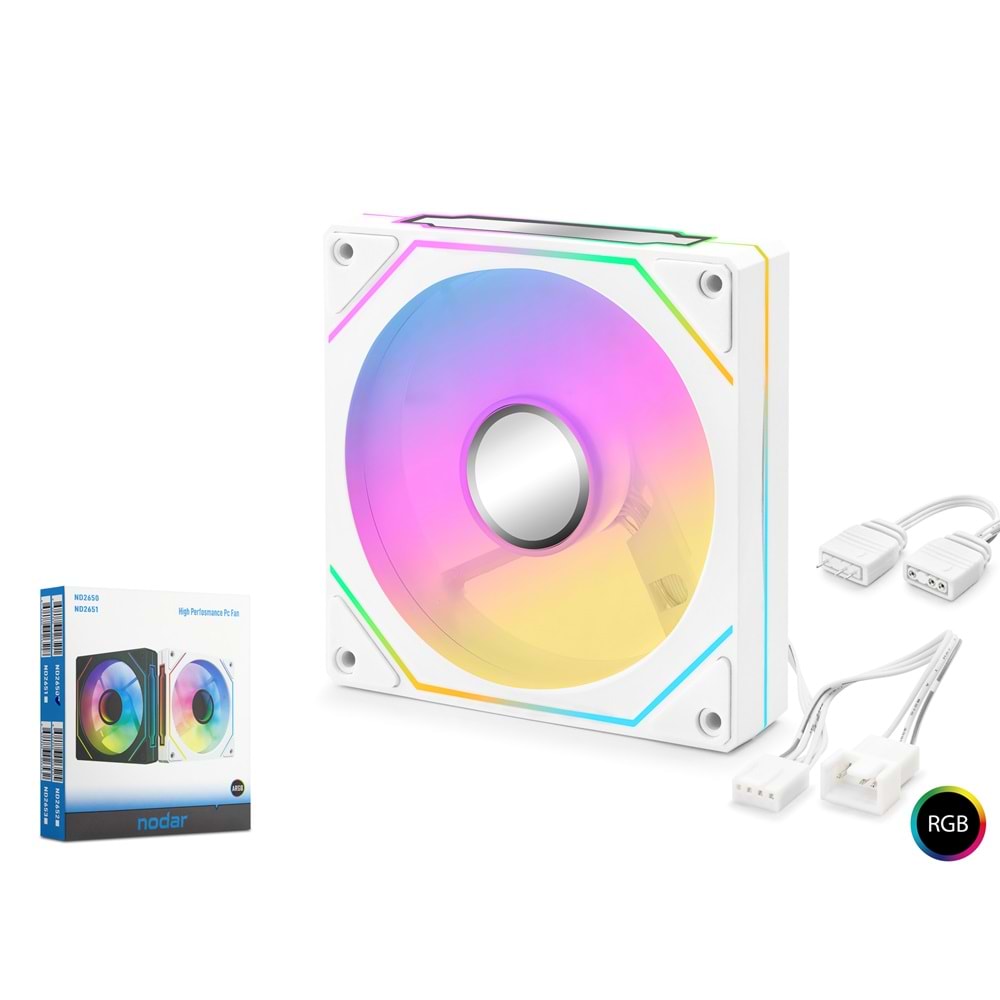 NODAR ND2651 Kasa Fanı 4Pro ARGB 12 cm - Beyaz