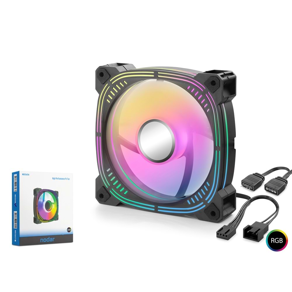 NODAR ND2656 Kasa Fanı 3. Nesil ARGB 12 cm - Siyah