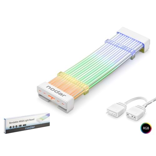 NODAR ND2800 Silikon Işıklı Bükülebilir ARGB Light Board 24 Pin - Beyaz